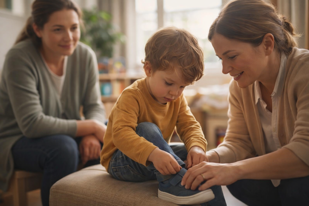 Niño realizando una actividad cotidiana de forma autónoma